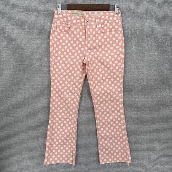 Pilcro Anthropologie Bootcut Polka Dot Jeans‎ Sz 26 Raw Crop Orange Cottage Y2K - Picture 1 of 11